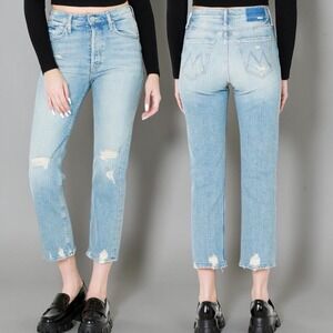 Mother Superior The Tomcat High Rise Straight Jeans The Confession Distressed 25